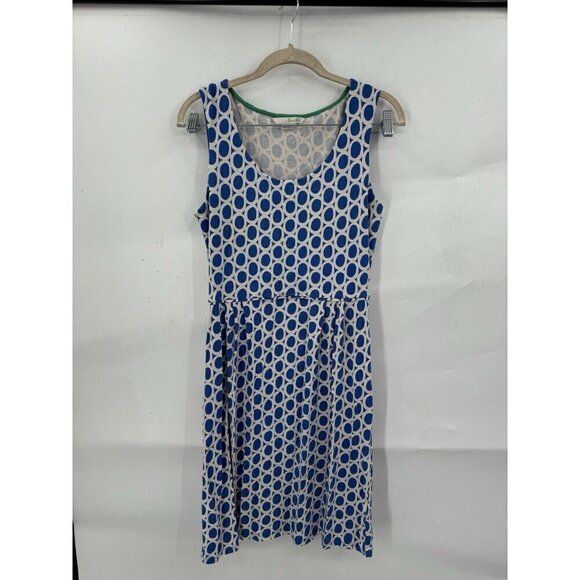 Boden Mini Dress Women 12 Blue Geometric Jersey Sleeveless Artsy Retro Funky - Picture 1 of 7